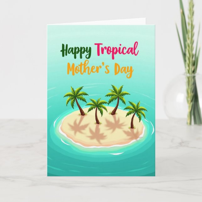 Cartão de Dia das Mães da Ilha Tropical (Frente)