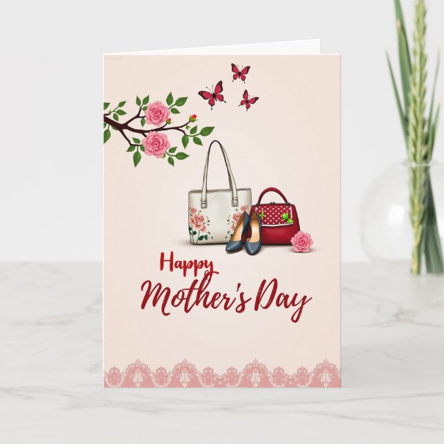 Cartão de Dia das Mães de Moda Floral (Frente)
