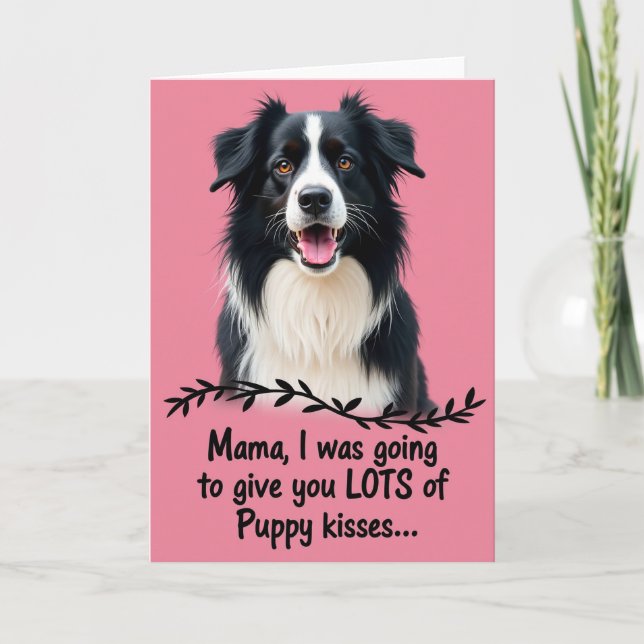 Cartão de Dia das Mães do Cachorrinho Rosa (Frente)