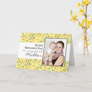 Cartão de Dia das Mães Feliz com Foto Floral Amare