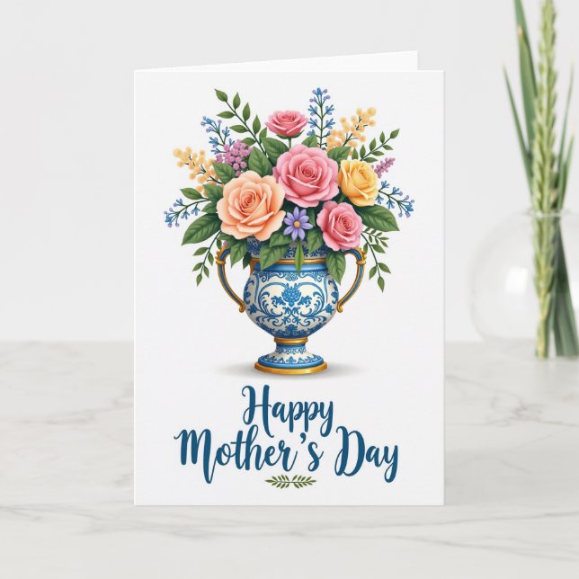 Cartão de Dia das Mães Floral Alegre (Frente)