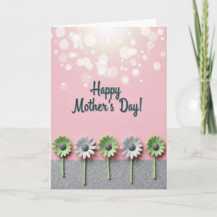 Cartão de Dia das Mães Floral Brilhante