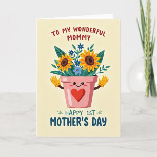 Cartão de Dia das Mães Floral em Vaso