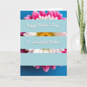 Cartão de Dia das Mães Floral Listrado Feliz