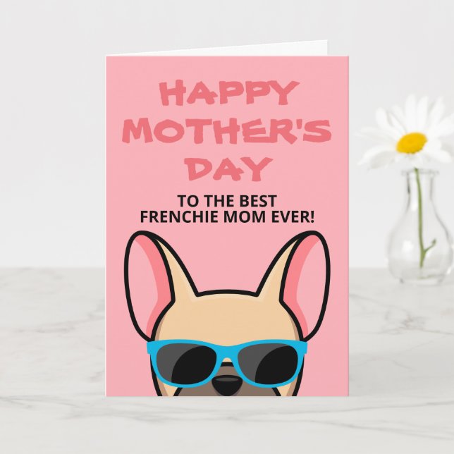 Cartão de Dia das Mães Frenchie para Cachorrinho d (Planta pequena)
