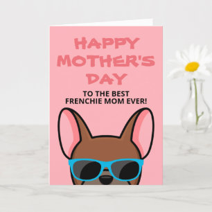 Cartão de Dia das Mães Frenchie Vermelho Fawn Bull