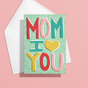 Cartão de Dia das Mães 'Mãe Eu Te Amo'
