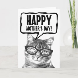 Cartão de dia das mães personalizado com gato engr