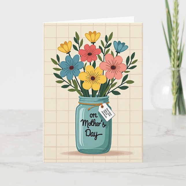 Cartão de Dia das Mães Plaid Jar (Frente)