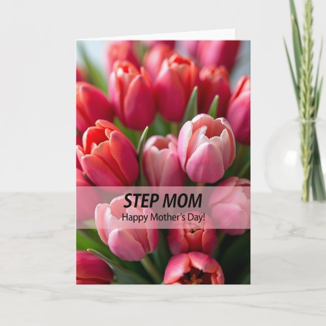 Cartão de Dia das Mães Tulipa Rosa Amor (Frente)