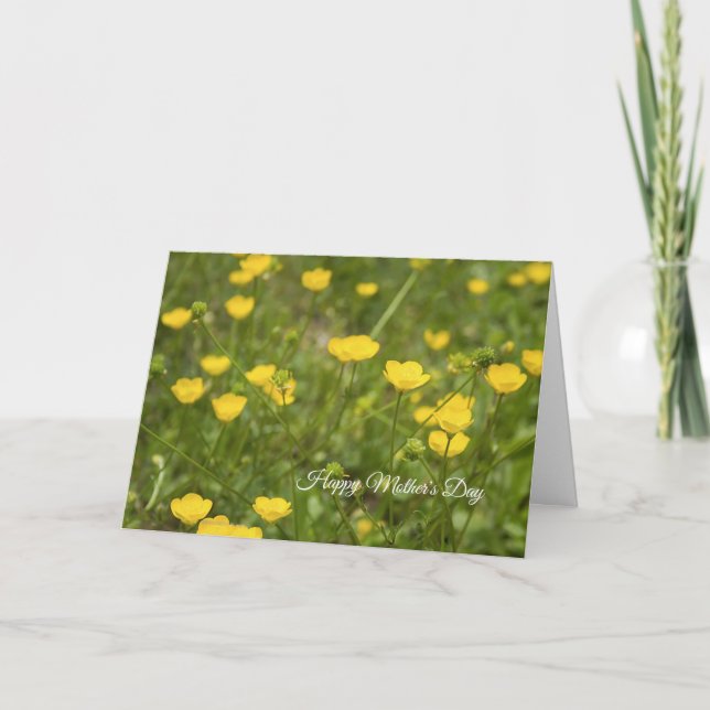 Cartão de Dia de as mães Amarelo de Flores Selvage (Frente)