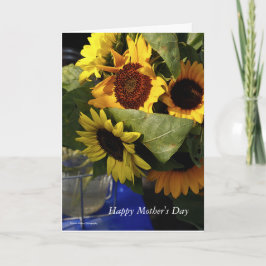 Cartão de Dia de as mães amarelo Sunflower