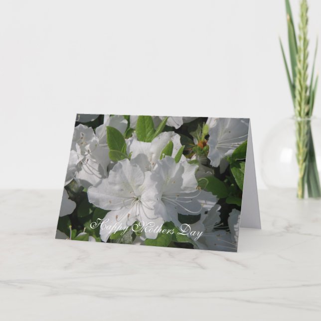 Cartão de Dia de as mães Azaleas Branco (Frente)