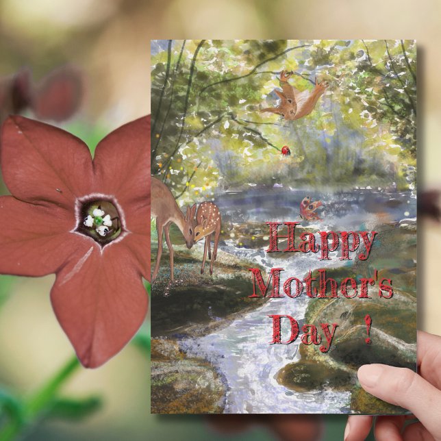 Cartão de dia de as mães com cervejeiros e amigos  (Mother's Day Card with Deer and Forest Friends)