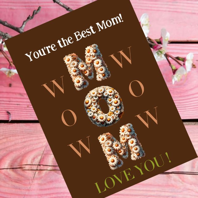 Cartão de Dia de as mães da Mãe BROWN com foto,fon (Criador carregado)