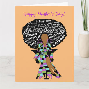 Cartão de Dia de as mães de Arte Word para Mulher 