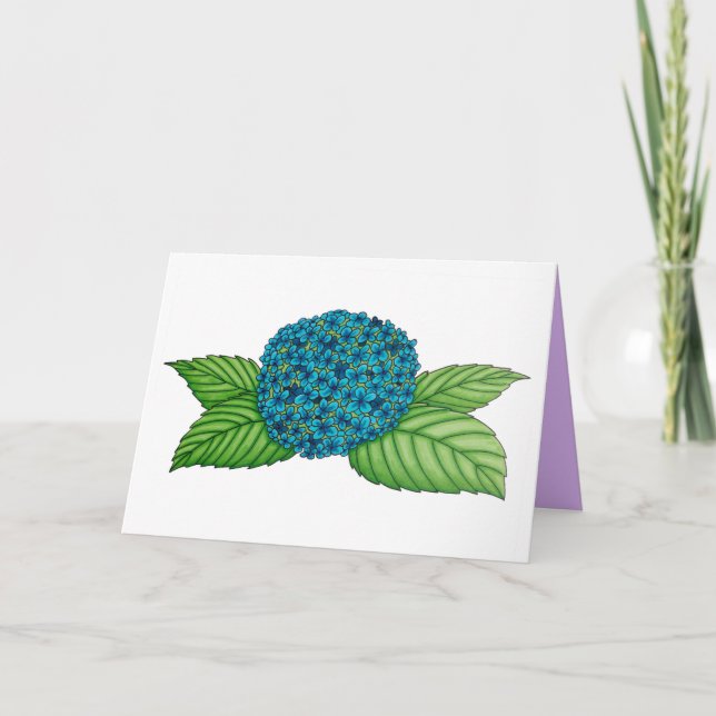 Cartão de Dia de as mães de flor azul de hydrangea (Frente)