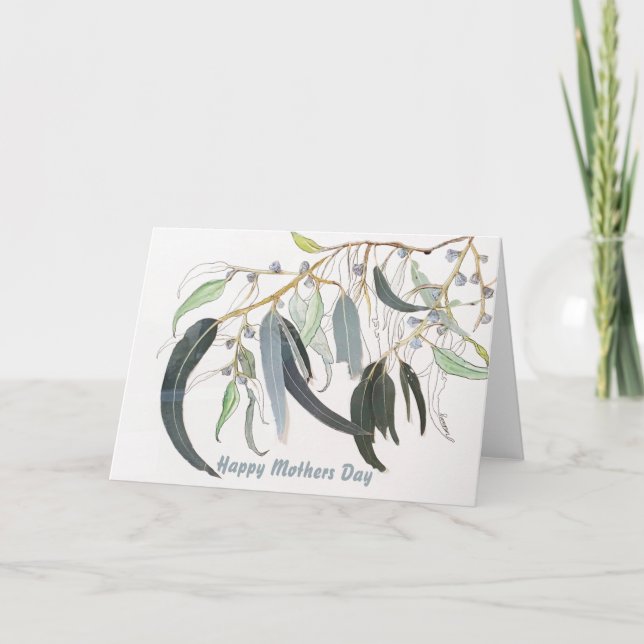 cartão de Dia de as mães de folha de goma verde-mo (Frente)