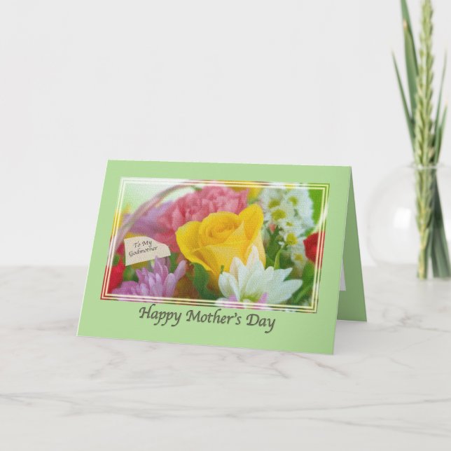 Cartão de Dia de as mães de Madrinha com Flores (Frente)