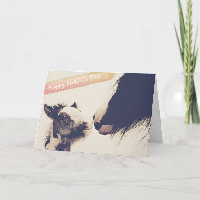 Cartão de Dia de as mães Feliz para o Pé e a égua (Frente)