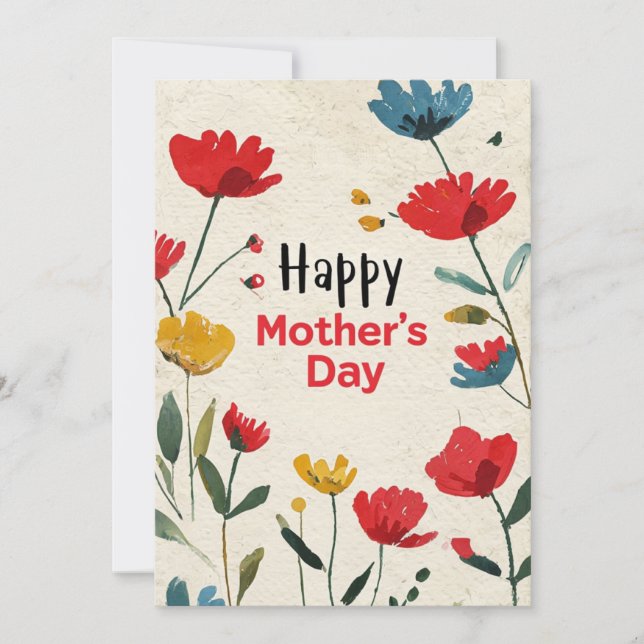 Cartão de Dia de as mães Festivo Impresso À Mão (Frente)