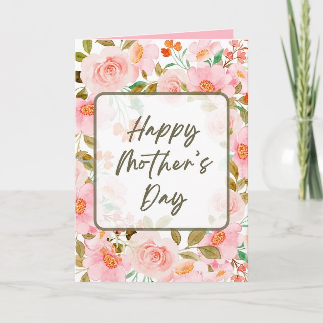 Cartão de Dia de as mães Floral, Cartão para a mãe (Frente)