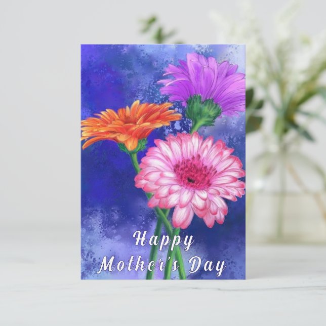 Cartão de Dia de as mães Gerbera Daisy (Em pé/Frente)