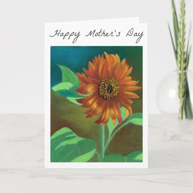 Cartão de dia de as mães Laranja Girassol (Frente)