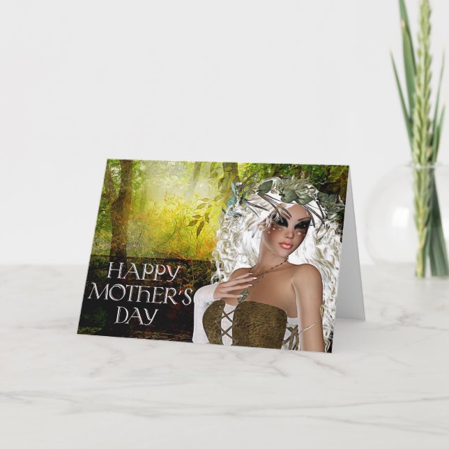 Cartão de Dia de as mães para Deer Woman de Fantas (Frente)