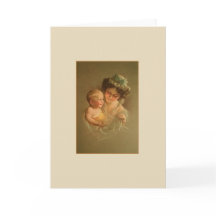 Cartão de Dia de as mães Vintage Madre e Filho