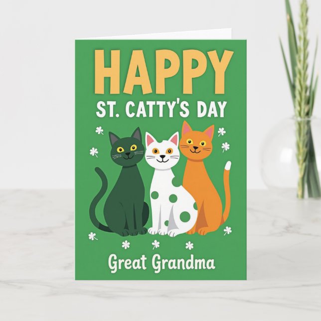 Cartão de Dia de Gata Feliz (Frente)