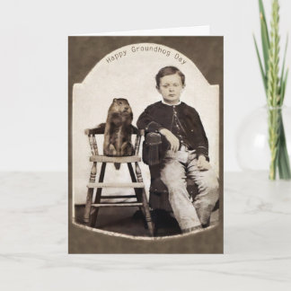 Cartão de Dia de Marmota Vintage