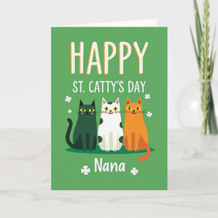 Cartão de Dia de Nana dos Gatos de Ouro Falso
