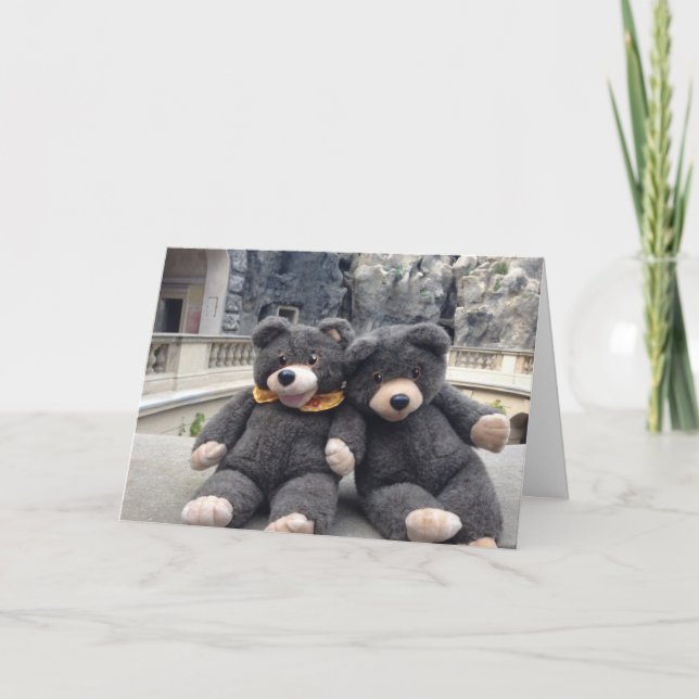 Cartão de Dia de Nome Feliz com ursos bonitos (Frente)