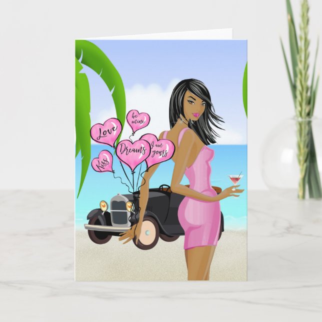 Cartão de Dia de os namorados Afro-Americano (Frente)