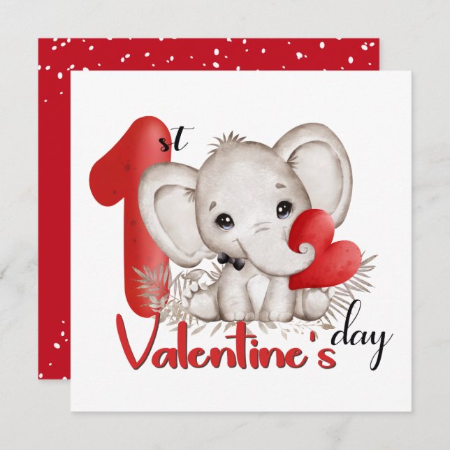 Cartão de Dia de os namorados de 1rua para um bebê (Frente/Verso)