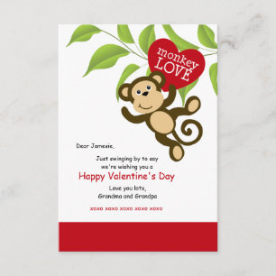 Cartão de Dia de os namorados de Amor Macaco