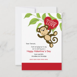 Cartão de Dia de os namorados de Amor Macaco
