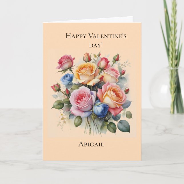 Cartão de Dia de os namorados para Rose bouquet (Frente)