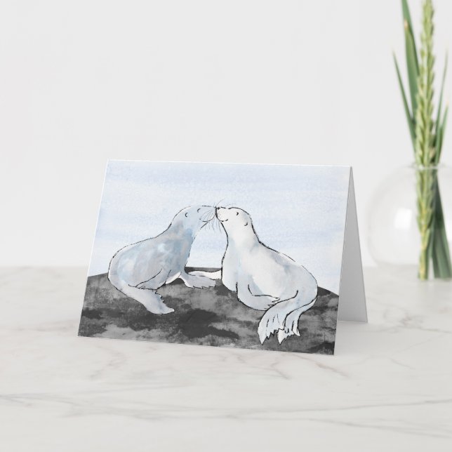 Cartão de Dia de os namorados para selos de beijaç (Frente)