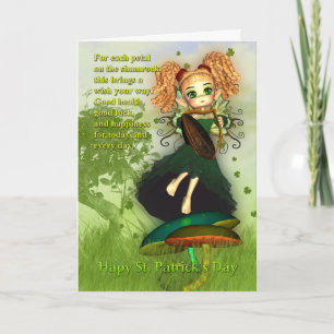 Cartão de Dia de Patrick - Shamrock Irish Fairy