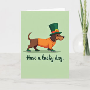 Cartão de Dia de Sorte do Dachshund Listrado