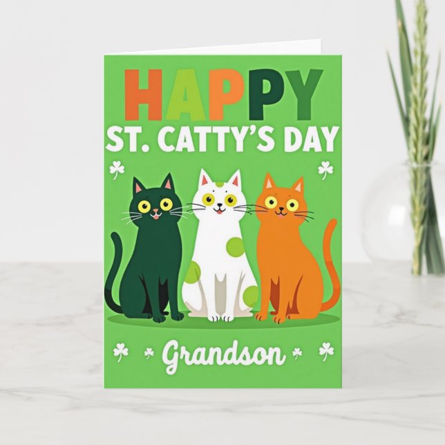 Cartão de Dia de St Cattys para Neto (Frente)