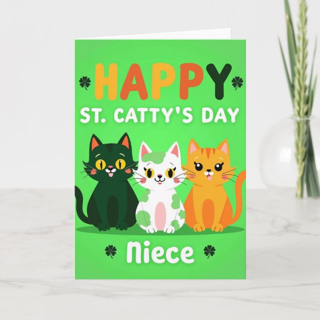 Cartão de Dia de St Cattys para Sobrinha (Frente)