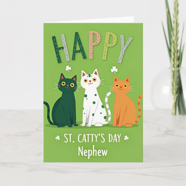 Cartão de Dia de St. Cattys para Sobrinho (Frente)