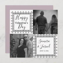 Cartão de Dia do Namorados de Foto Branco Preto co