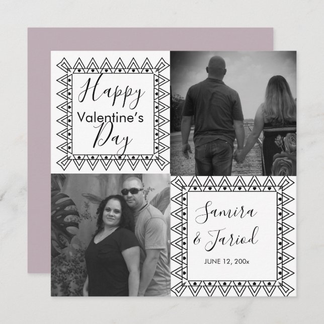 Cartão de Dia do Namorados de Foto Branco Preto co (Frente/Verso)