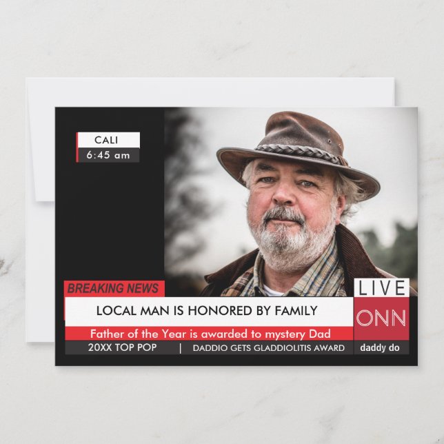 Cartão de Dia do Pai Engraçado 🎉 Notícias Falso d (Frente)