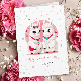 Cartão de Dia do Sweet Pastel Llama Pun BFF Galent