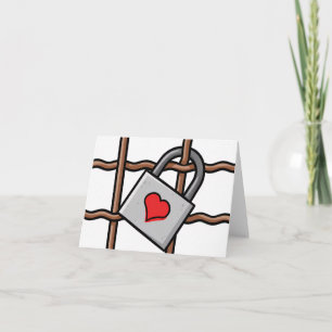 Cartão de dia dos namorados com cadeado de amor